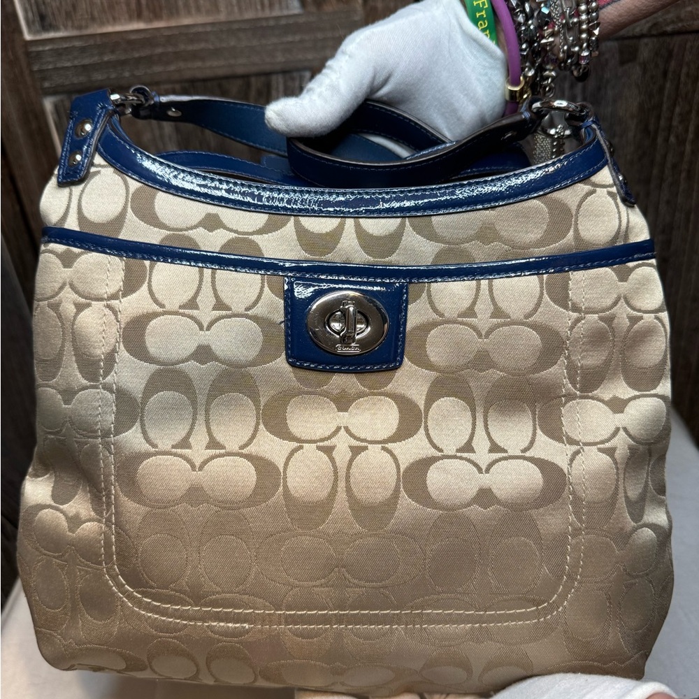 Coach Penelope Tan and Navy Crossbody Bag
